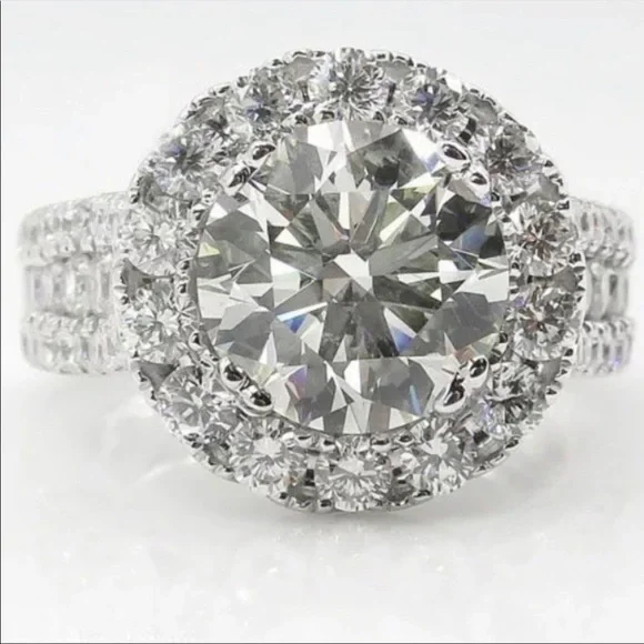 NEW 925 STERLING SILVER ROUND DIAMOND RING - Picture 2 of 7